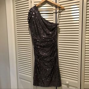 Ralph Lauren One-Shoulder Purple Sequins Dress